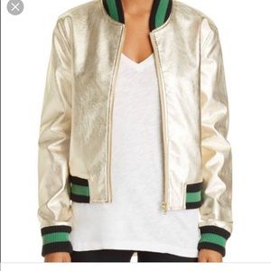 Aqua gold bomber jacket